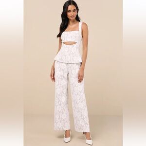 Lulu's White Lace Jumpsuit